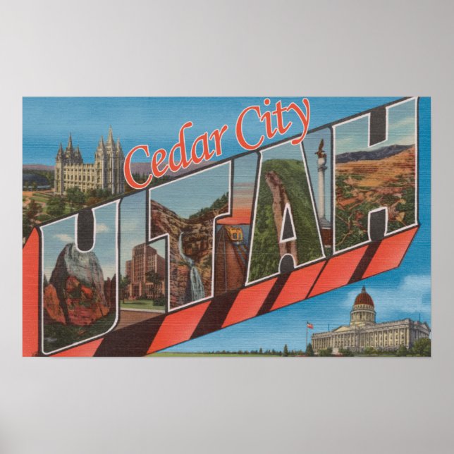 Cedar City, Utah - Large Brev Scenes Poster (Framsidan)