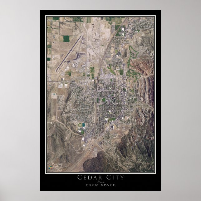 Cedar City Utah Satellite Poster Karta (Framsidan)
