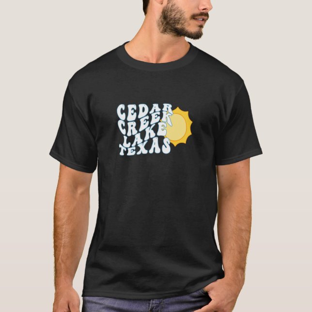 Cedar Creek Lake Texas TX Sunrise Vacation Souveni T Shirt (Framsida)