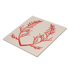 Cedar Löv på en keramisk tile från Beige Kakelplatta