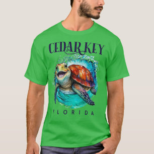 Cedar Nyckel Florida Watercolor Lycklig Sea Turtle T Shirt