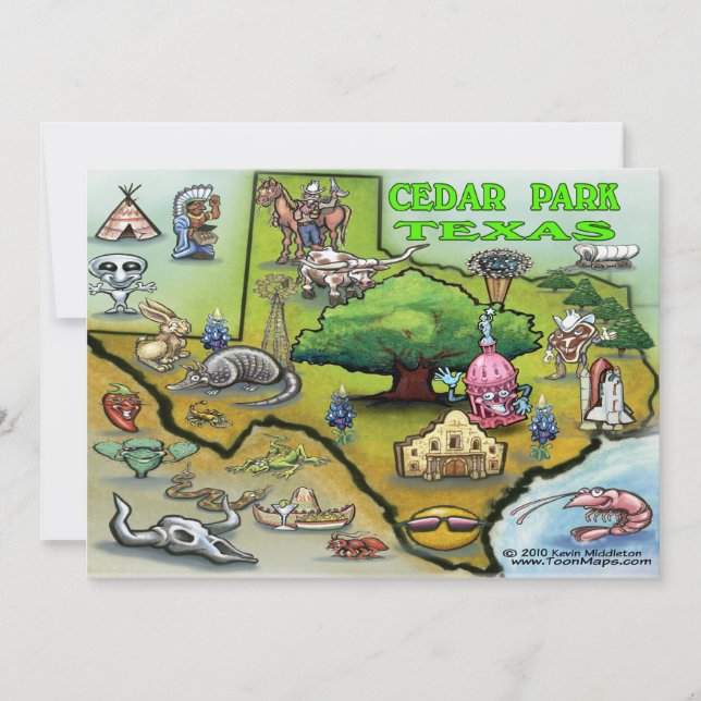 Cedar Park TEXAS Karta Card (Framsida)