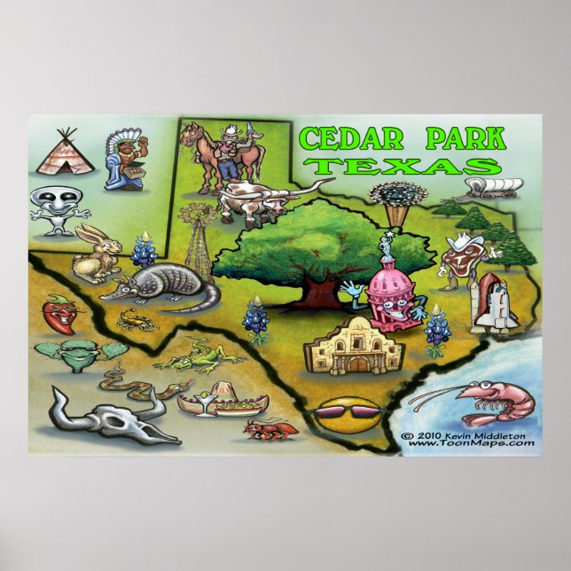 Cedar Park TEXAS Karta Poster (Framsidan)