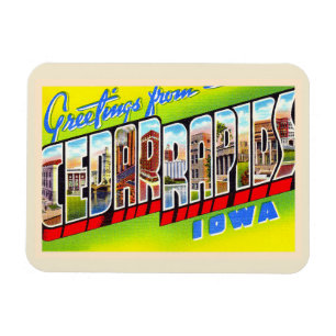 Cedar Rapids Iowa IA Vintage Large Brev Postcard Magnet