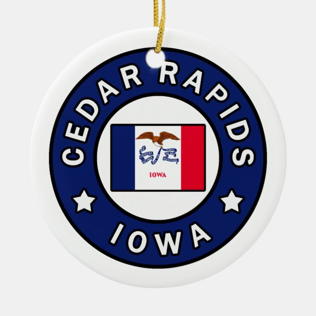 Cedar Rapids Iowa Julgransprydnad Keramik (Framsidan)