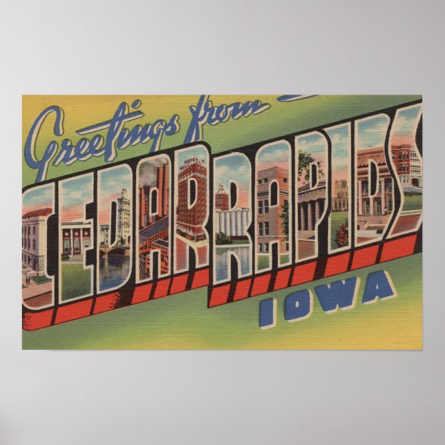 Cedar Rapids, Iowa - Large Brev Scenes Poster (Framsidan)