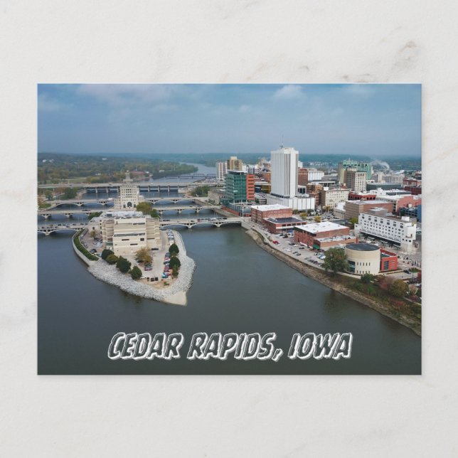 Cedar Rapids Iowa River Postcard Vykort (Framsida)