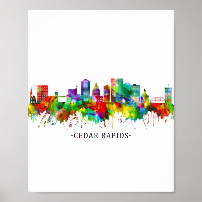 Cedar Rapids Iowa Skyline Poster (Framsidan)