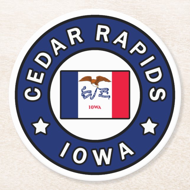 Cedar Rapids Iowa Underlägg Papper Rund (Framsidan)