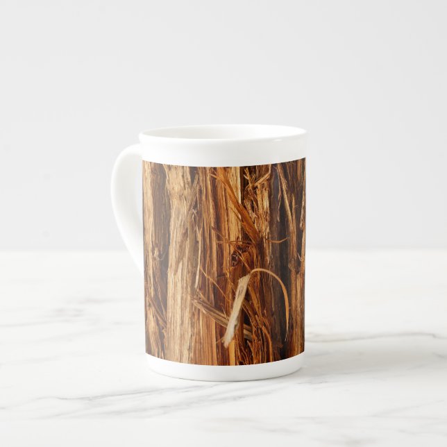 Cedar Texturerad träbark Benporslin Mugg (Framsida vänster)
