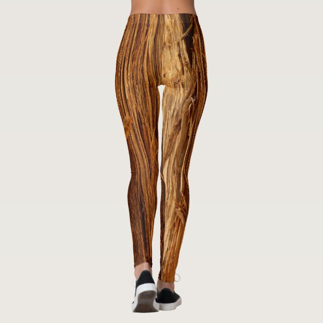Cedar Texturerad träbark Leggings (Baksida)