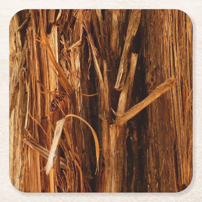 Cedar Texturerad träbark Underlägg Papper Kvadrat (Framsidan)