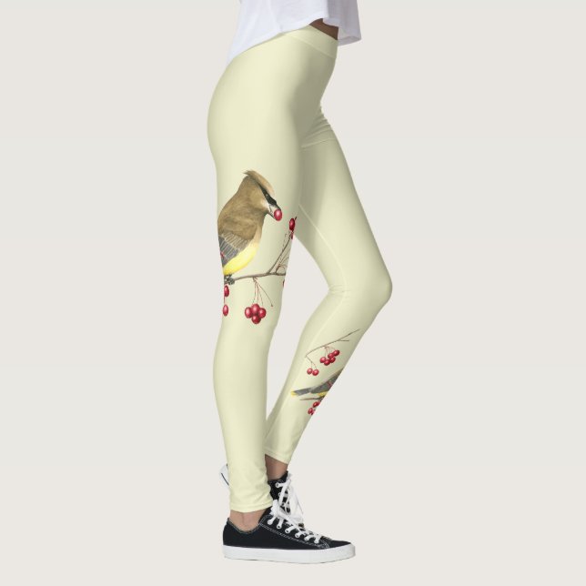 Cedar Waxwing Bird Art Leggings (Höger)