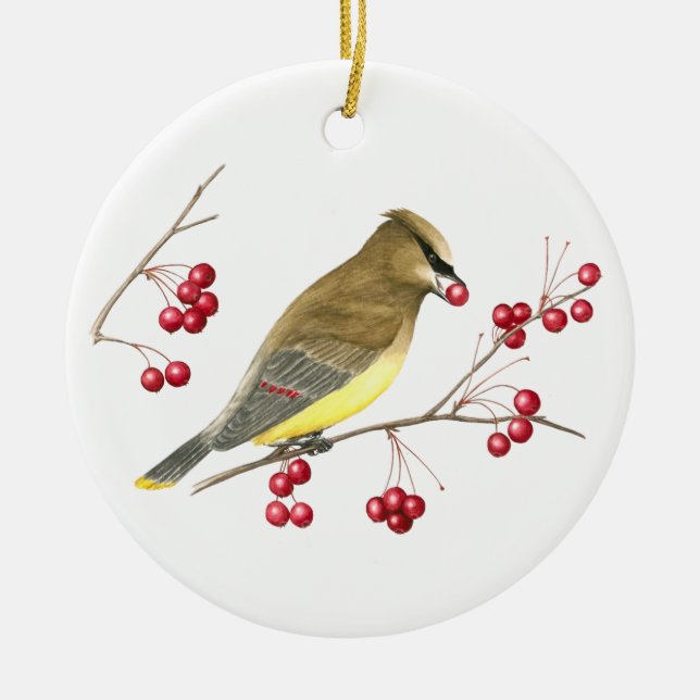 Cedar Waxwing Bird Art Ornament (Framsidan)