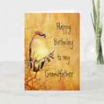 Cedar Waxwing Bird Grandfather Birthday Card Kort<br><div class="desc">Varmkopparfärgning av en Cedar Waxwing Bird l Birthday för din farfar</div>