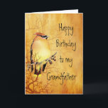 Cedar Waxwing Bird Grandfather Birthday Card Kort<br><div class="desc">Varmkopparfärgning av en Cedar Waxwing Bird l Birthday för din farfar</div>