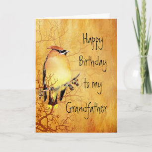 Cedar Waxwing Bird Grandfather Birthday Card Kort