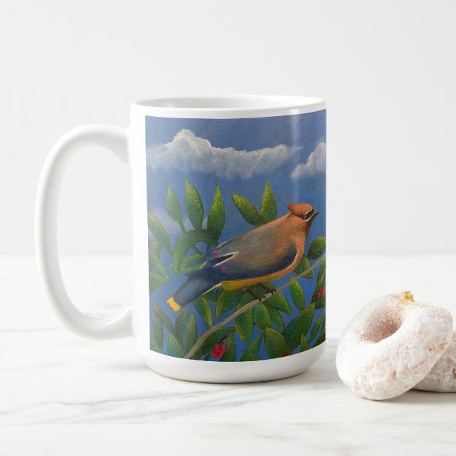 Cedar Waxwing bird Kaffemugg (Med munk)