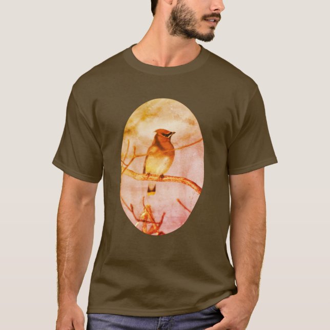 Cedar Waxwing Bird Natature Art T Shirt (Framsida)