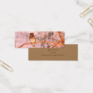 Cedar Waxwing Bird Nature Mini Bookmark Litet Visitkort