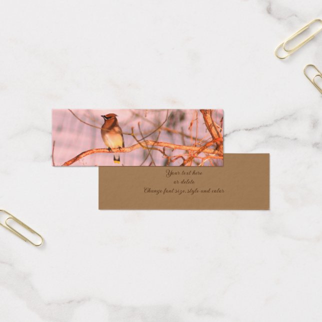 Cedar Waxwing Bird Nature Mini Bookmark Litet Visitkort (Kontor)