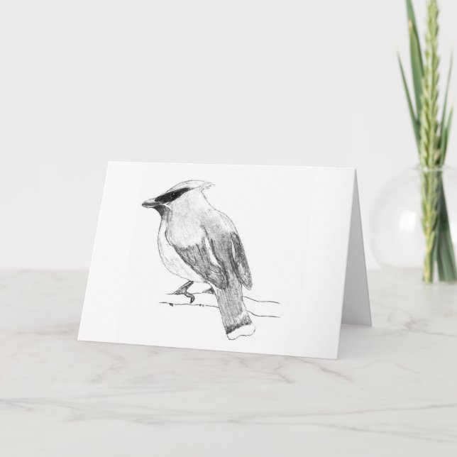 Cedar Waxwing Blank Greeting Card Kort (Framsida)