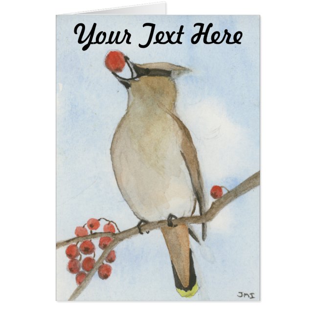 Cedar Waxwing Hälsningskort (Framsidan)