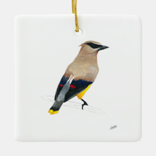 Cedar Waxwing Julgransprydnad Keramik