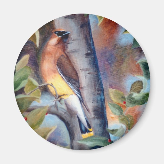 Cedar Waxwing Magnet (Framsidan)