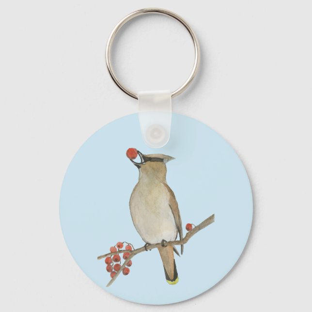 Cedar Waxwing Nyckelring (Framsida)