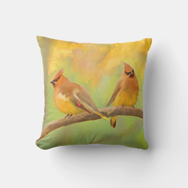 Cedar Waxwing Paes - Cute Original Hund Art Kudde (Framsida)