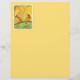 Cedar Waxwing Painting - Cute Original Hund Art
