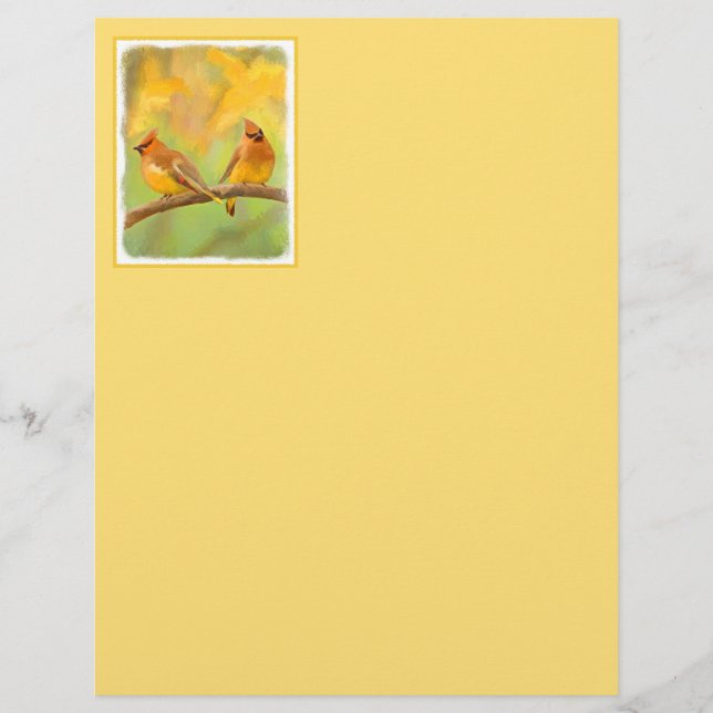 Cedar Waxwing Painting - Cute Original Hund Art (Framsida)