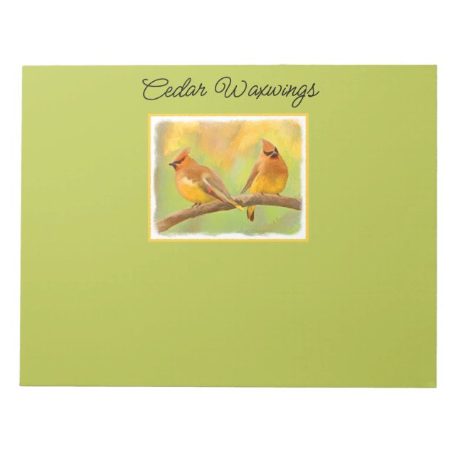 Cedar Waxwing Painting - Cute Original Hund Art Anteckningsblock (Framsida)