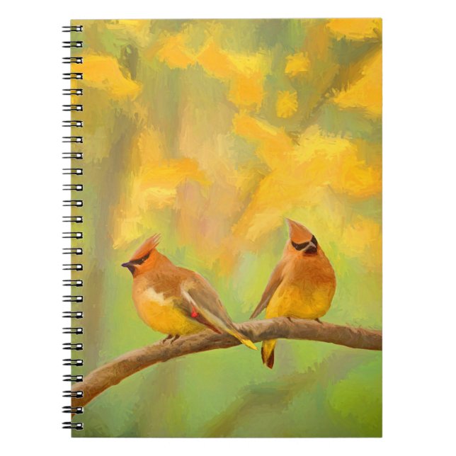 Cedar Waxwing Painting - Cute Original Hund Art Anteckningsbok (Framsidan)