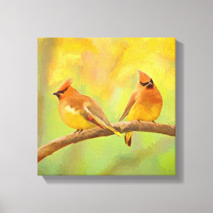 Cedar Waxwing Painting - Cute Original Hund Art Canvastryck