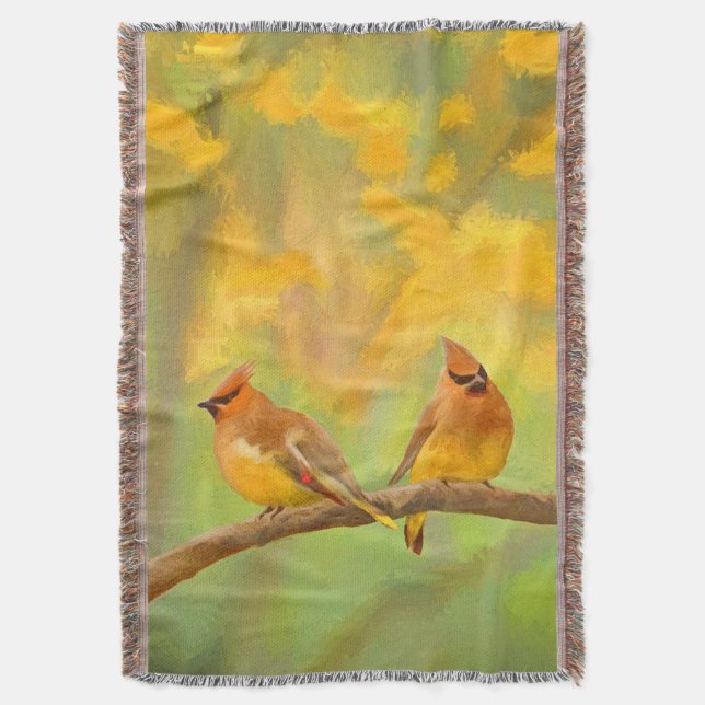 Cedar Waxwing Painting - Cute Original Hund Art Filt (Framsidan Vertikal)