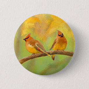 Cedar Waxwing Painting - Cute Original Hund Art Knapp