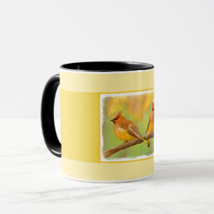 Cedar Waxwing Painting - Cute Original Hund Art Mugg