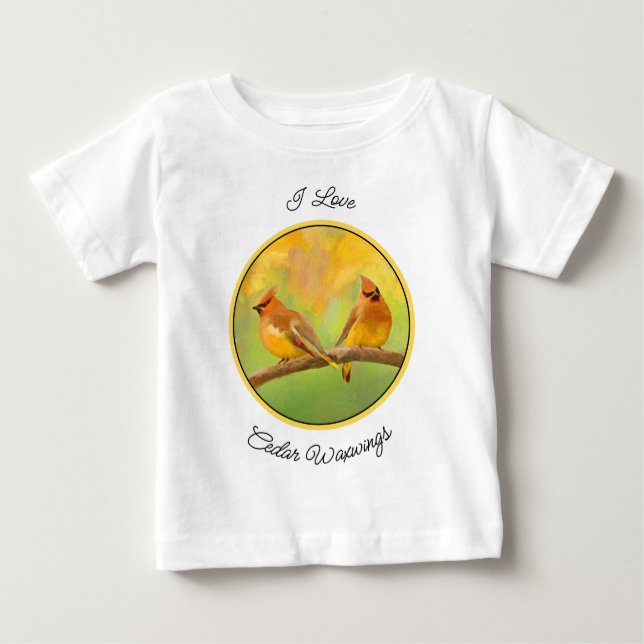 Cedar Waxwing Painting - Cute Original Hund Art T Shirt (Framsida)