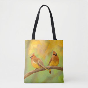 Cedar Waxwing Painting - Cute Original Hund Art Tygkasse