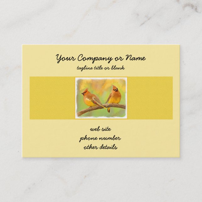 Cedar Waxwing Painting - Cute Original Hund Art Visitkort (Framsida)