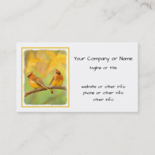 Cedar Waxwing Painting - Cute Original Hund Art Visitkort