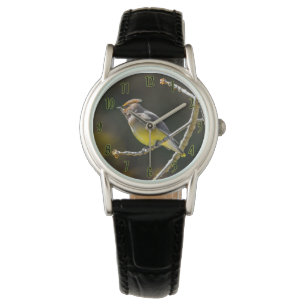 Cedar Waxwing Songbird Original Vild Bird Photo Armbandsur