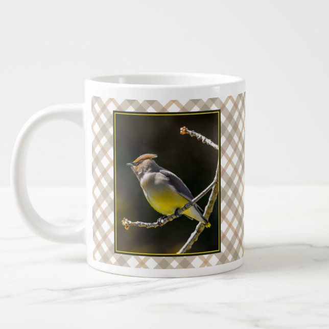 Cedar Waxwing Songbird Original Vild Bird Photo Jumbo Mugg (Vänster)