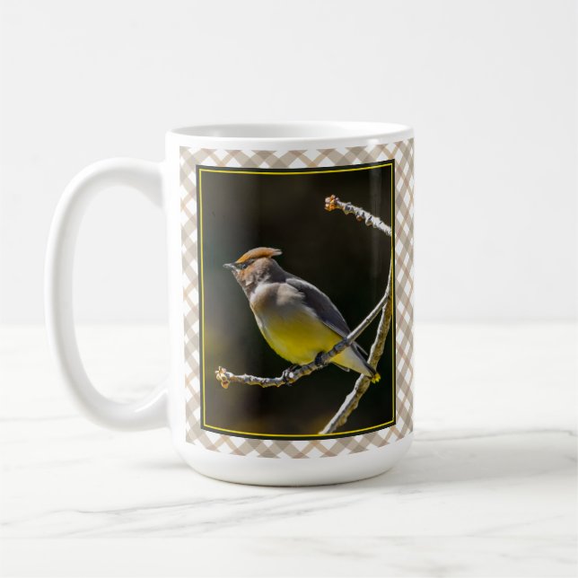 Cedar Waxwing Songbird Original Vild Bird Photo Kaffemugg (Vänster)