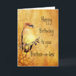 Cedar Waxwing Watercolor Brother-in-law Birthday Kort<br><div class="desc">Varmkopparfärgning av en Cedar Waxwing Bird l Birthday för din svärbroder</div>