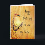 Cedar Waxwing Watercolor Friend Birthday Card Kort<br><div class="desc">Varmkopparfärgning av en Cedar Waxwing Bird l Birthday för din vän</div>