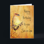 Cedar Waxwing Watercolor Son-in-law Birthday Card Kort<br><div class="desc">Varmkopparfärgning av en Cedar Waxwing Bird l Birthday för din svärson</div>