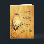 Cedar Waxwing Watercolor Son-in-law Birthday Card Kort<br><div class="desc">Varmkopparfärgning av en Cedar Waxwing Bird l Birthday för din svärson</div>